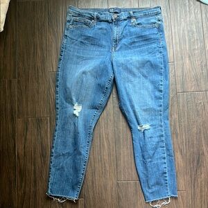 GAP Blue Ankle Cropped Jeans with Distressed Details